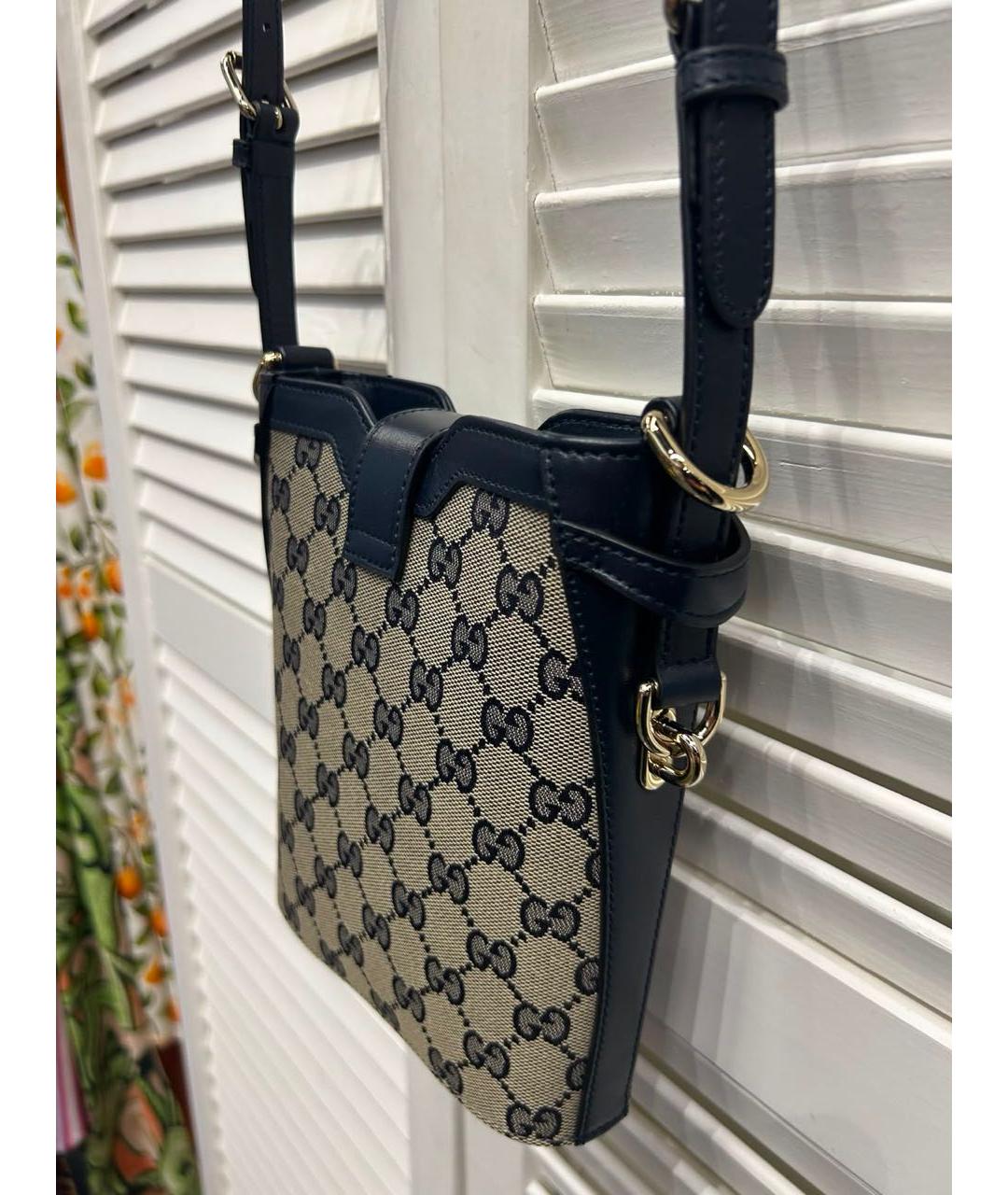 GUCCI Антрацитовая тканевая сумка через плечо, фото 4
