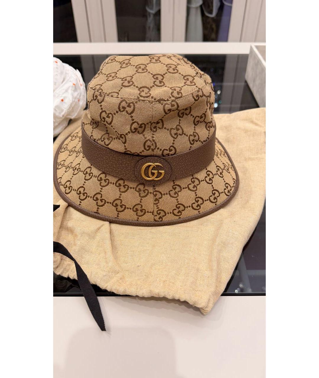 GUCCI Коричневая кожаная панама, фото 5