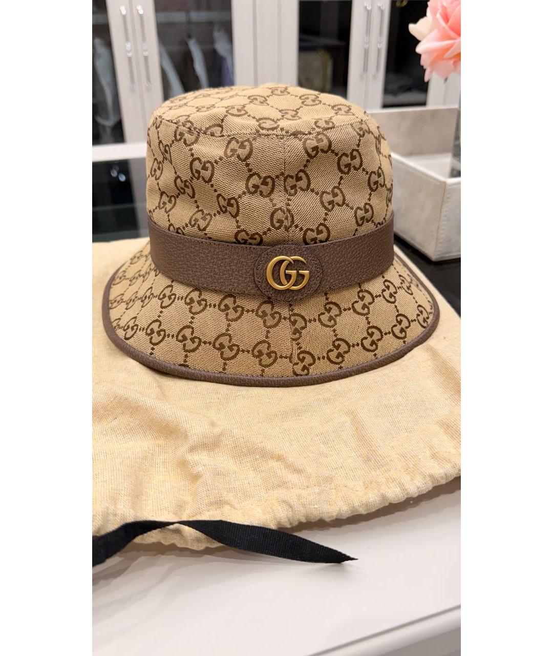 GUCCI Коричневая кожаная панама, фото 4
