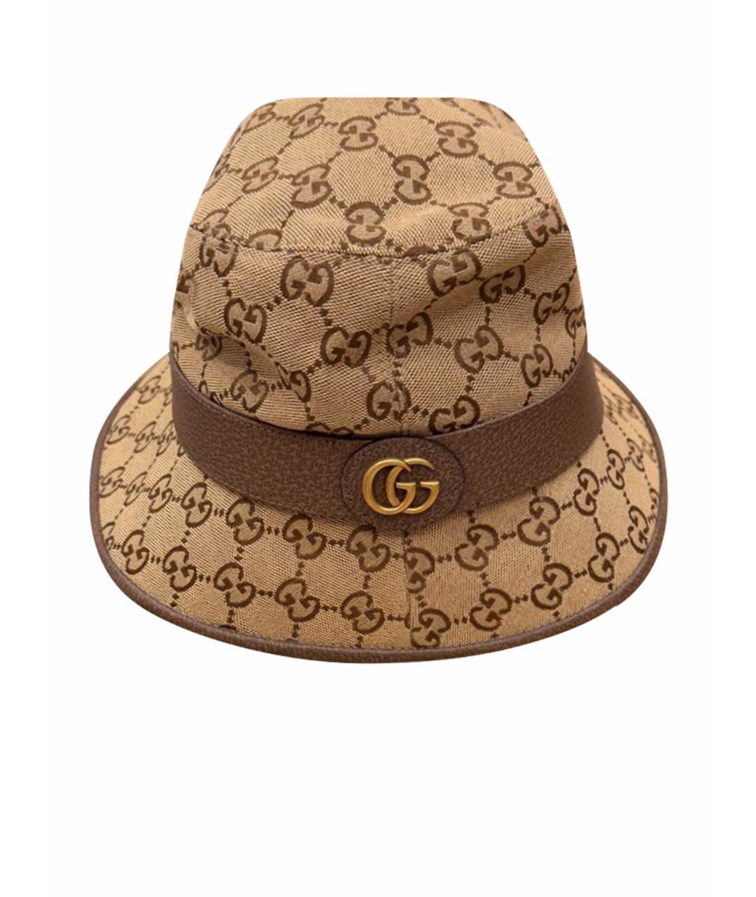 GUCCI Коричневая кожаная панама, фото 1