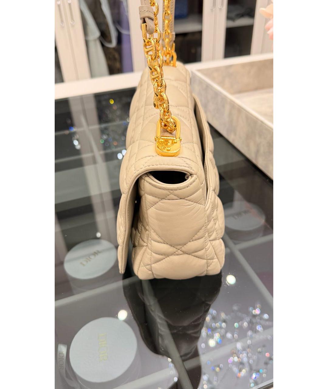 CHRISTIAN DIOR Бежевая кожаная сумка с короткими ручками, фото 8