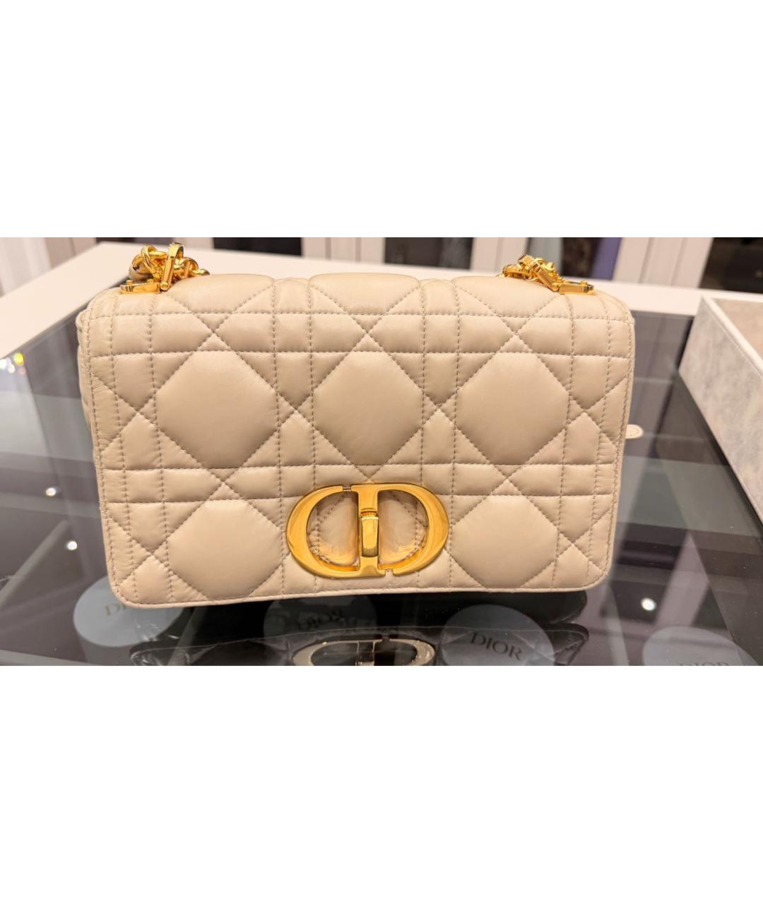 CHRISTIAN DIOR Бежевая кожаная сумка с короткими ручками, фото 2