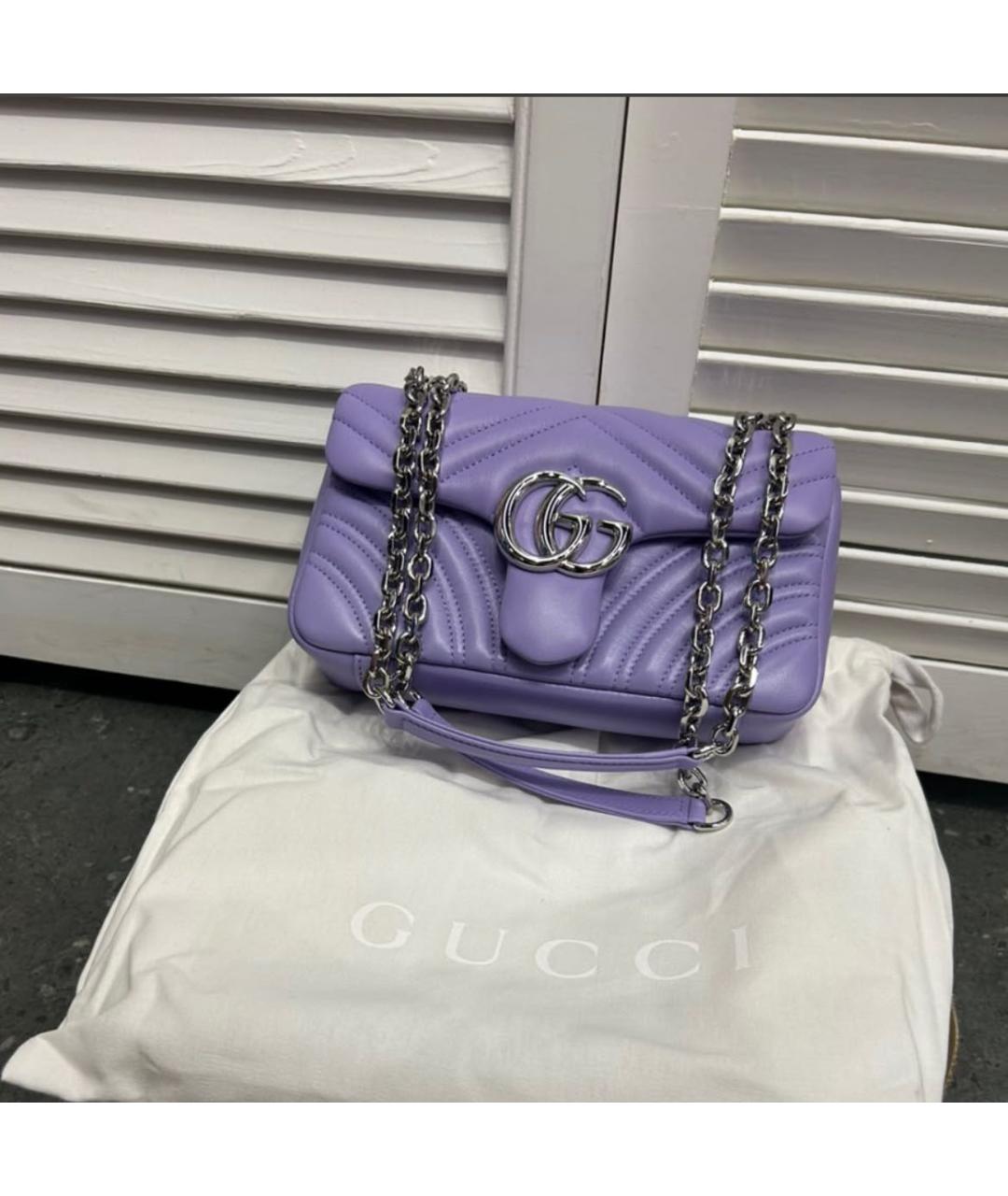 GUCCI Фиолетовая кожаная сумка через плечо, фото 2