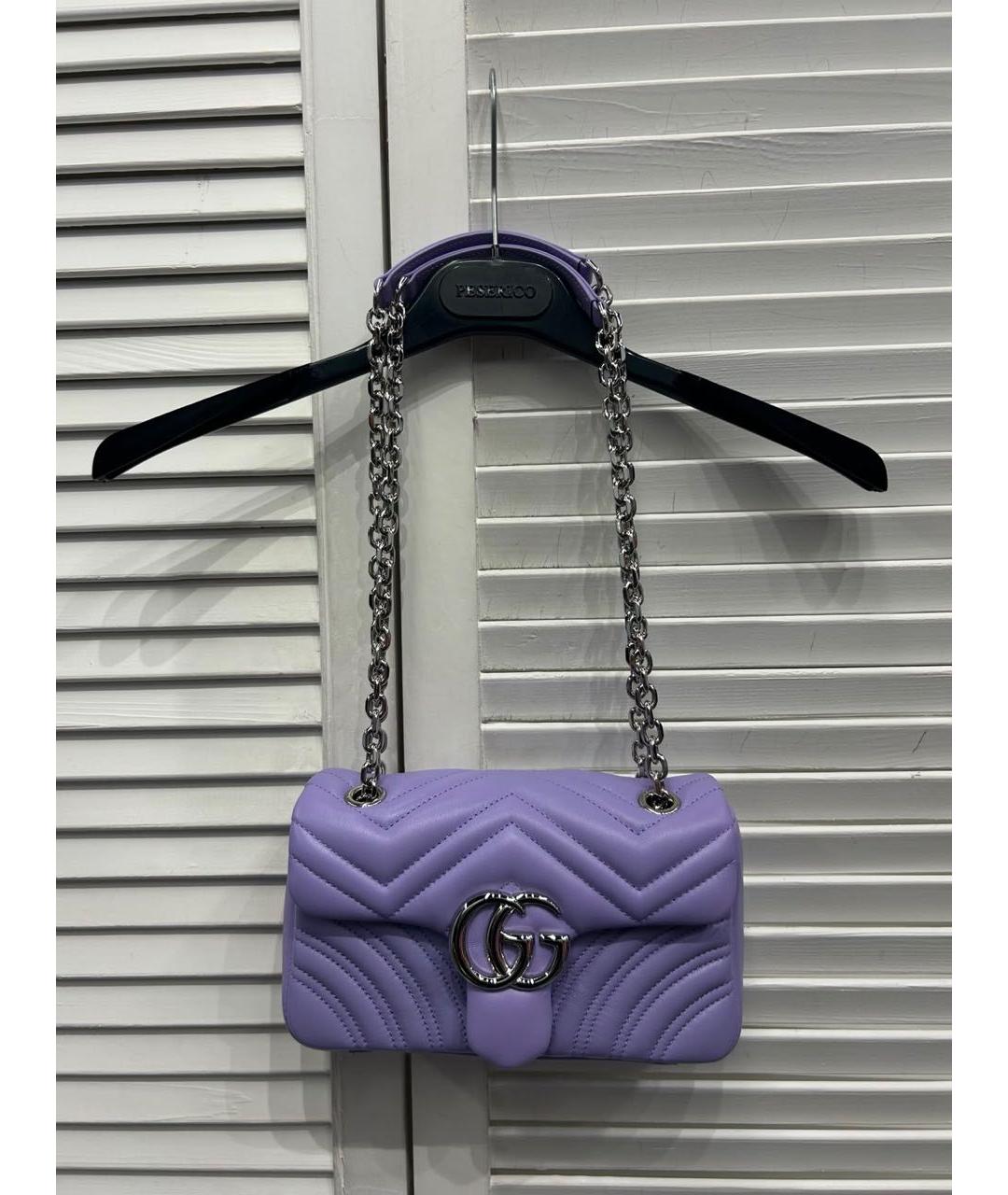 GUCCI Фиолетовая кожаная сумка через плечо, фото 6