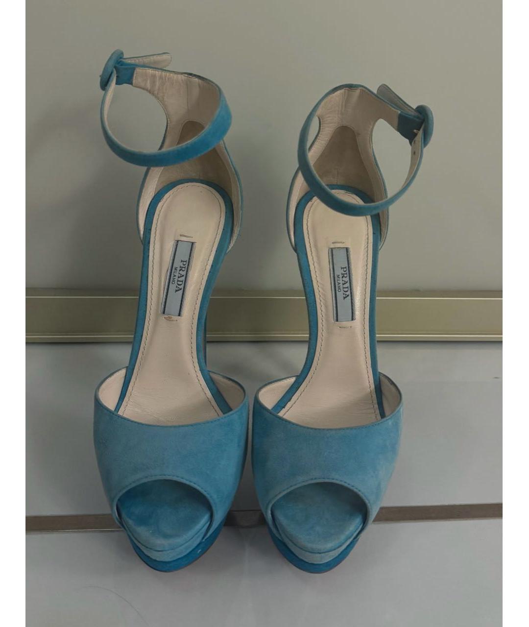 PRADA Бирюзовые замшевые босоножки, фото 2
