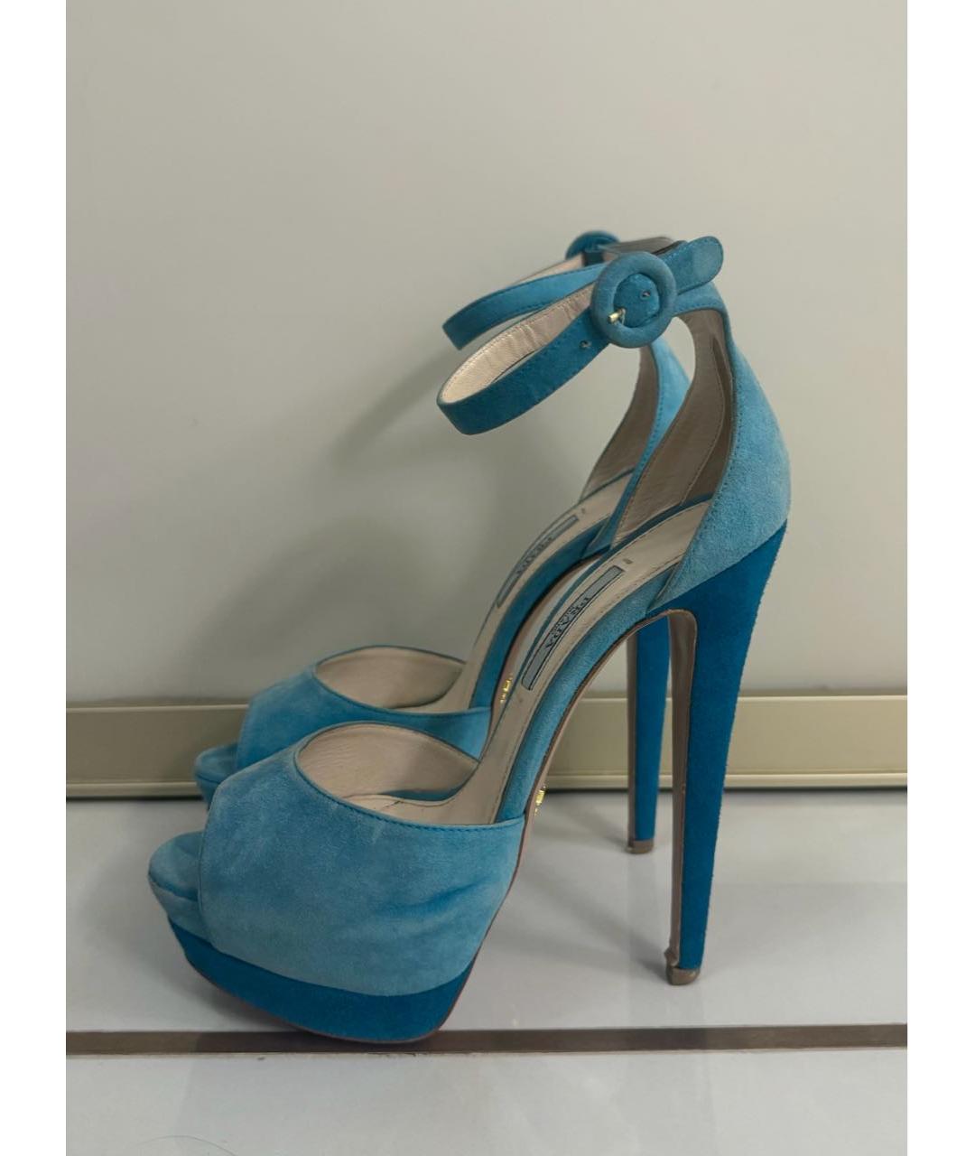 PRADA Бирюзовые замшевые босоножки, фото 6