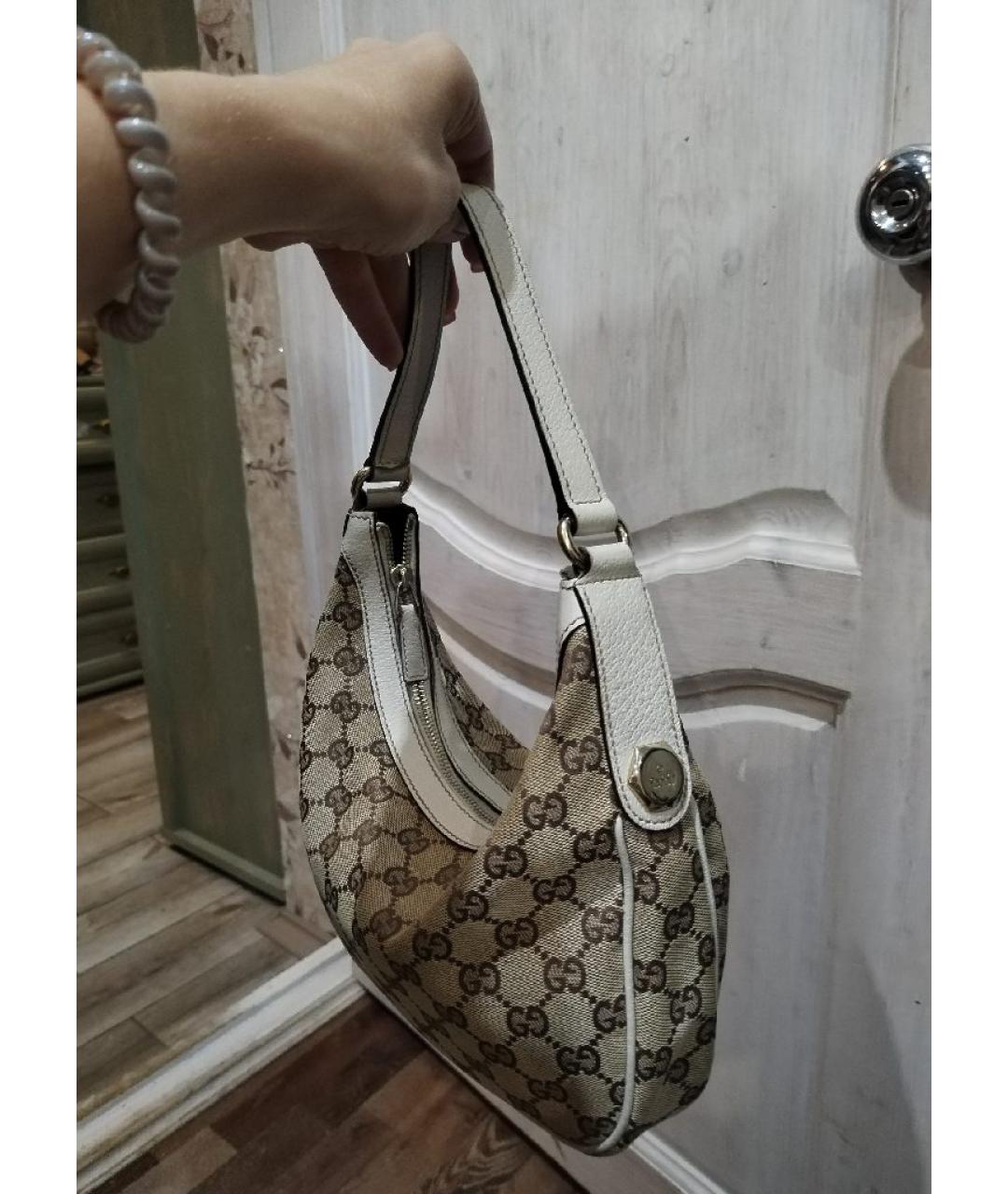 GUCCI Бежевая жаккардовая сумка через плечо, фото 5