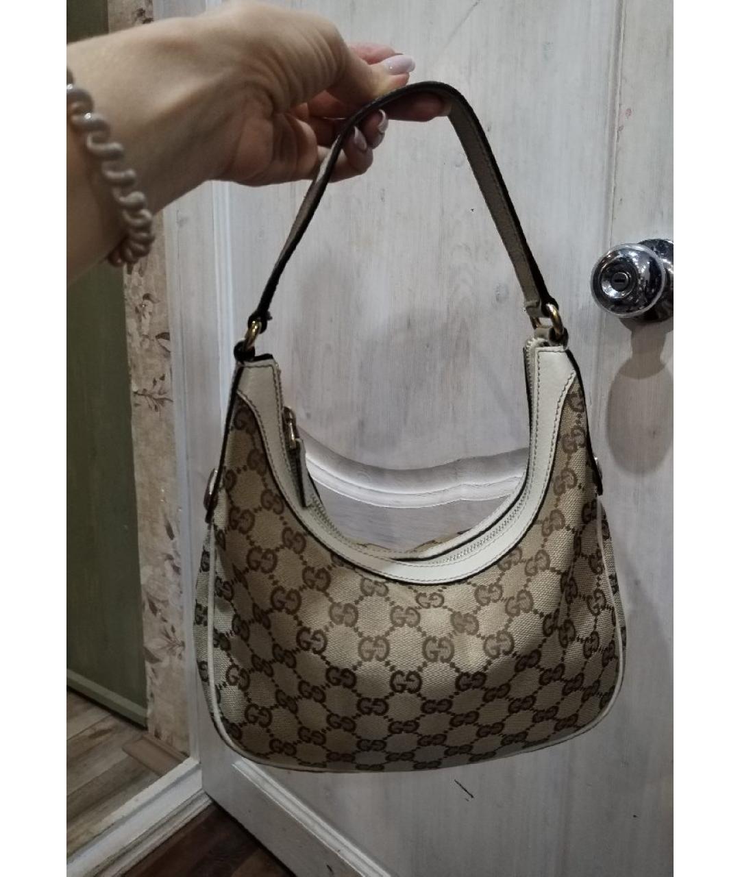 GUCCI Бежевая жаккардовая сумка через плечо, фото 2