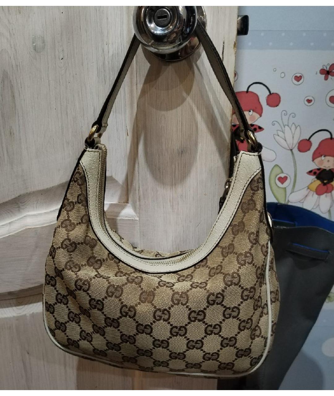GUCCI Бежевая жаккардовая сумка через плечо, фото 8