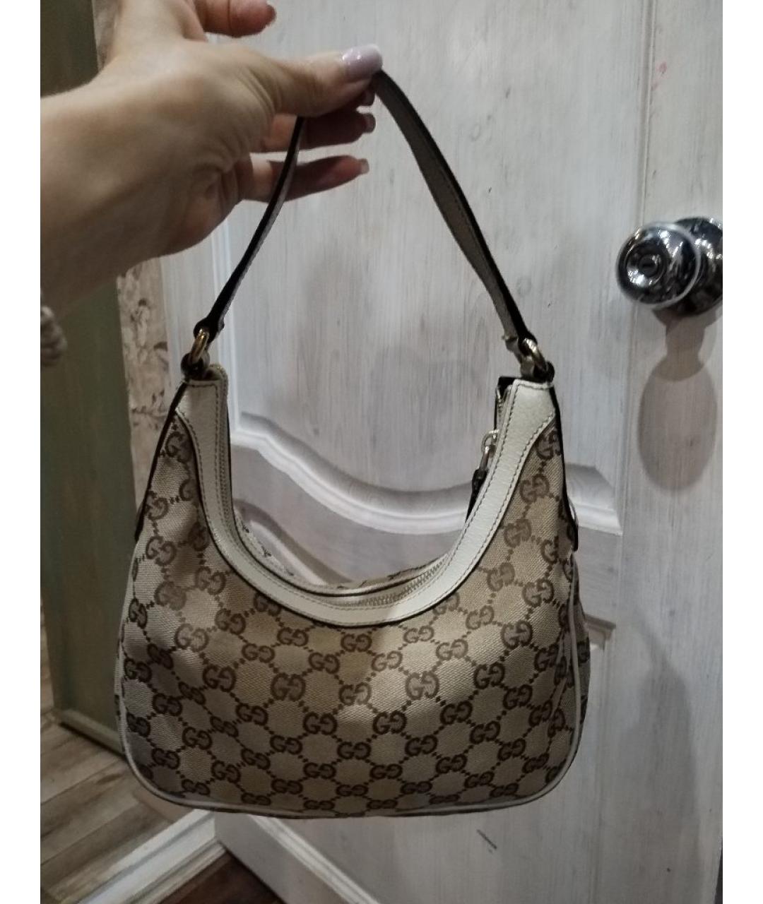 GUCCI Бежевая жаккардовая сумка через плечо, фото 3