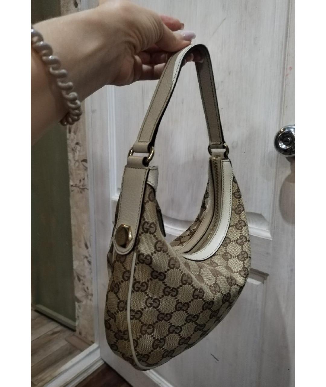 GUCCI Бежевая жаккардовая сумка через плечо, фото 4