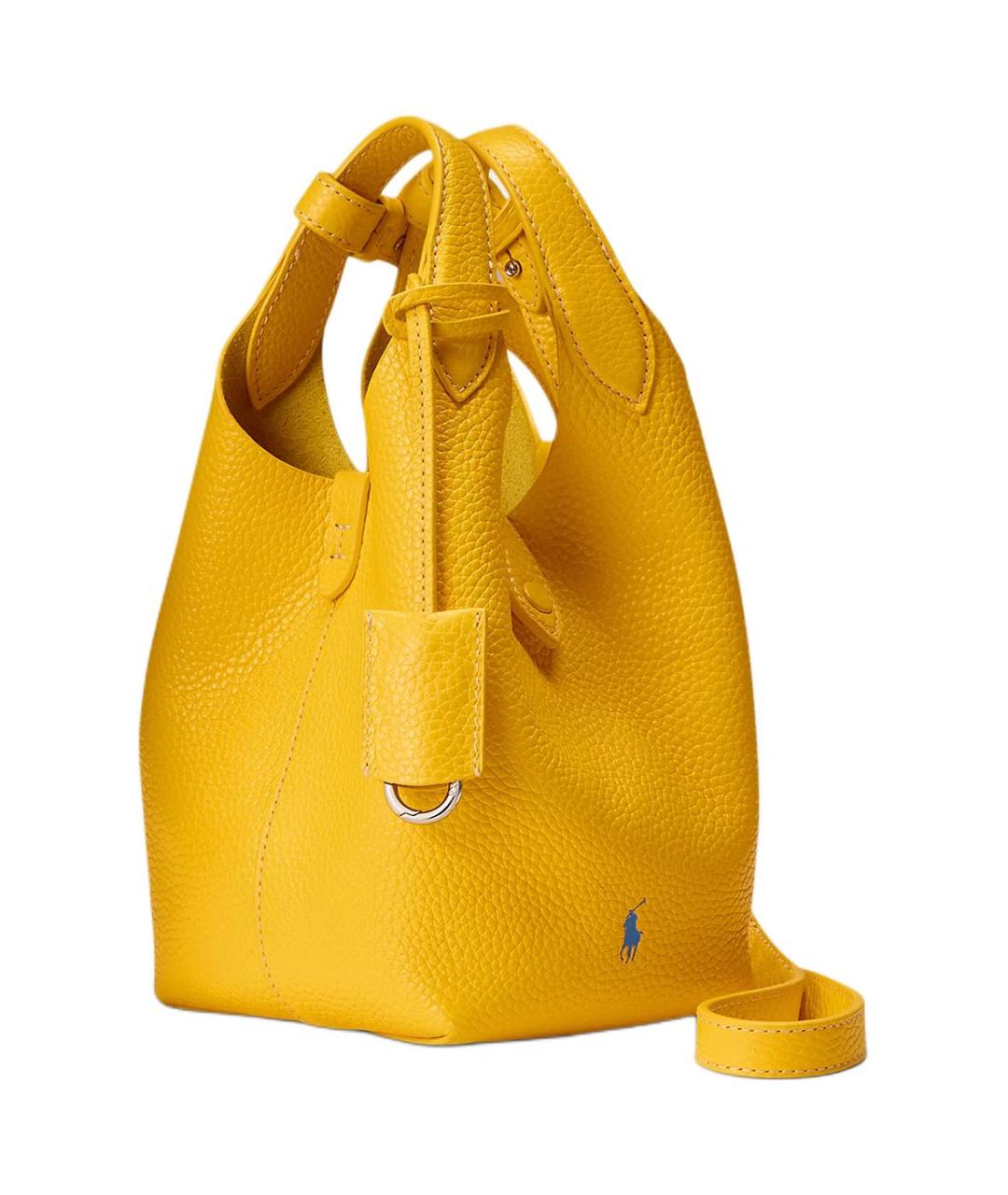 POLO RALPH LAUREN Желтая кожаная сумка через плечо, фото 2