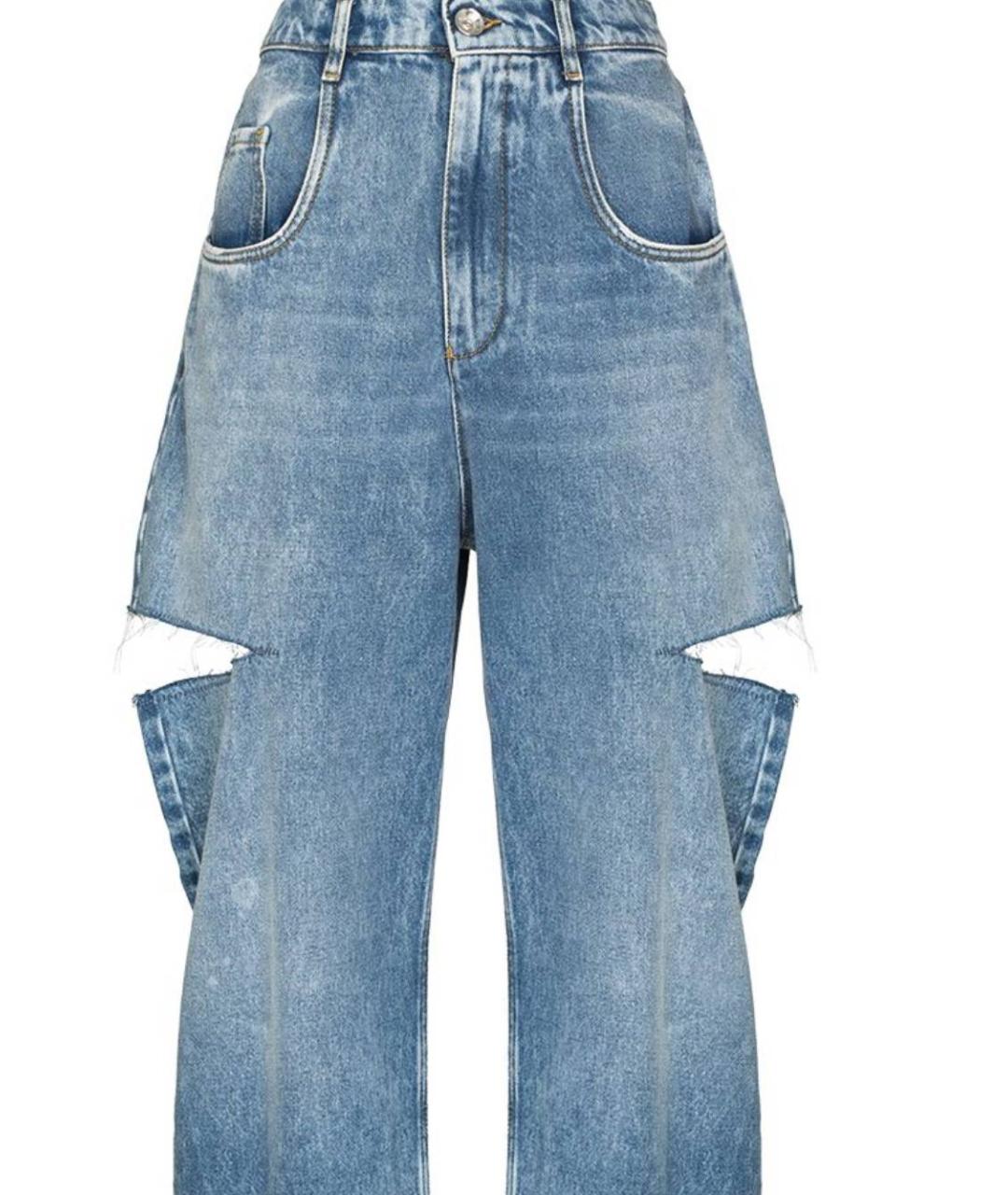 MAISON MARGIELA Синие хлопковые прямые джинсы, фото 2