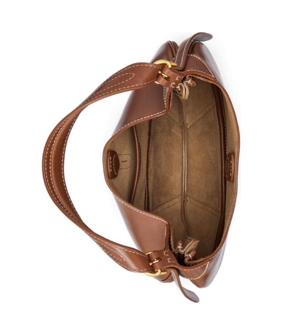 POLO RALPH LAUREN Коричневая кожаная сумка через плечо, фото 5