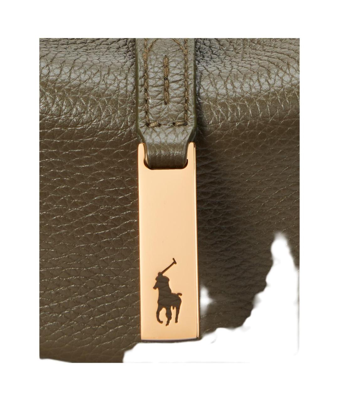 POLO RALPH LAUREN Зеленая кожаная сумка через плечо, фото 4