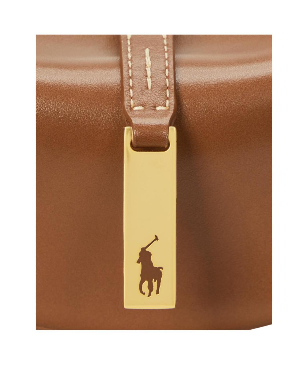 POLO RALPH LAUREN Коричневая кожаная сумка через плечо, фото 5
