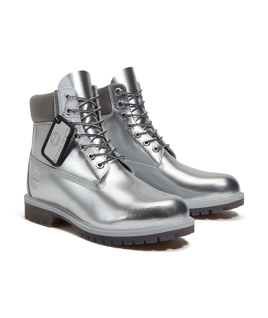TIMBERLAND Серебряные кожаные ботинки, фото 2