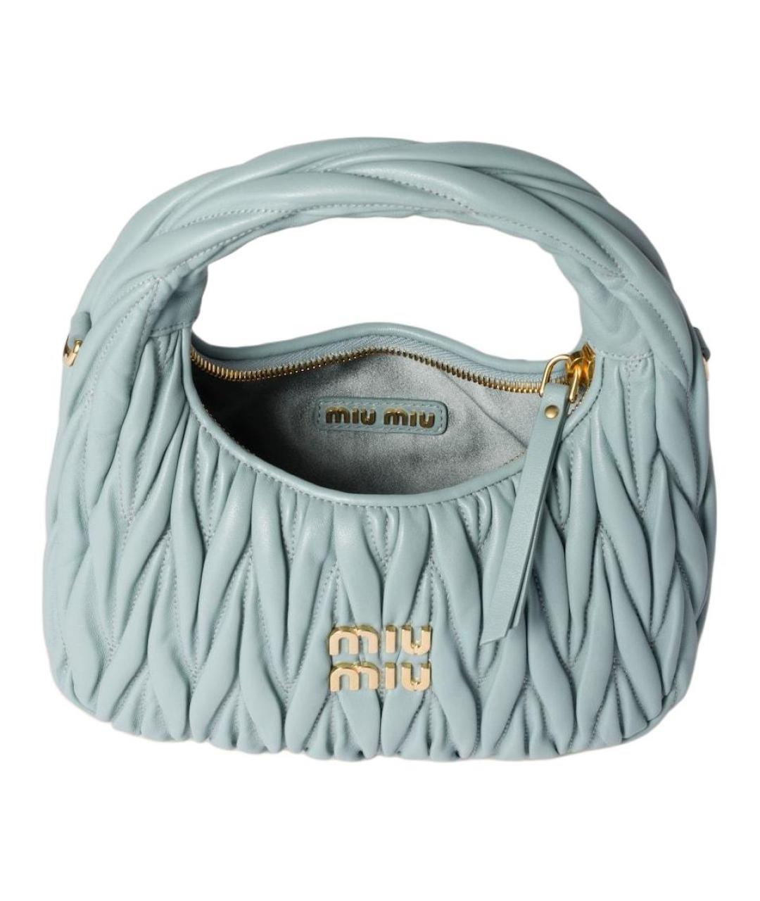 MIU MIU Голубая кожаная сумка через плечо, фото 4