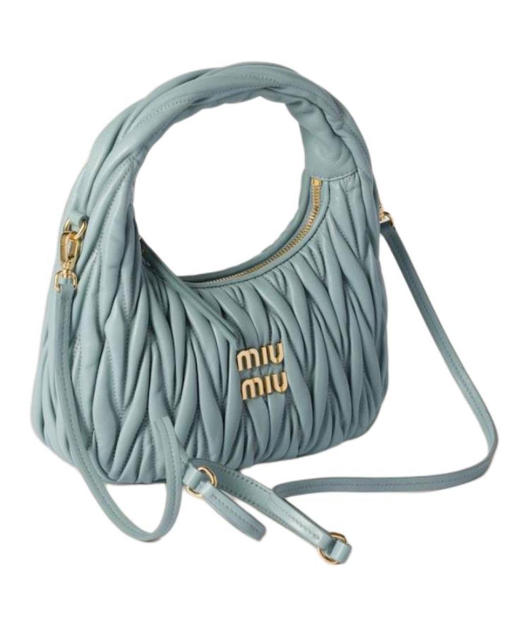MIU MIU Голубая кожаная сумка через плечо, фото 2