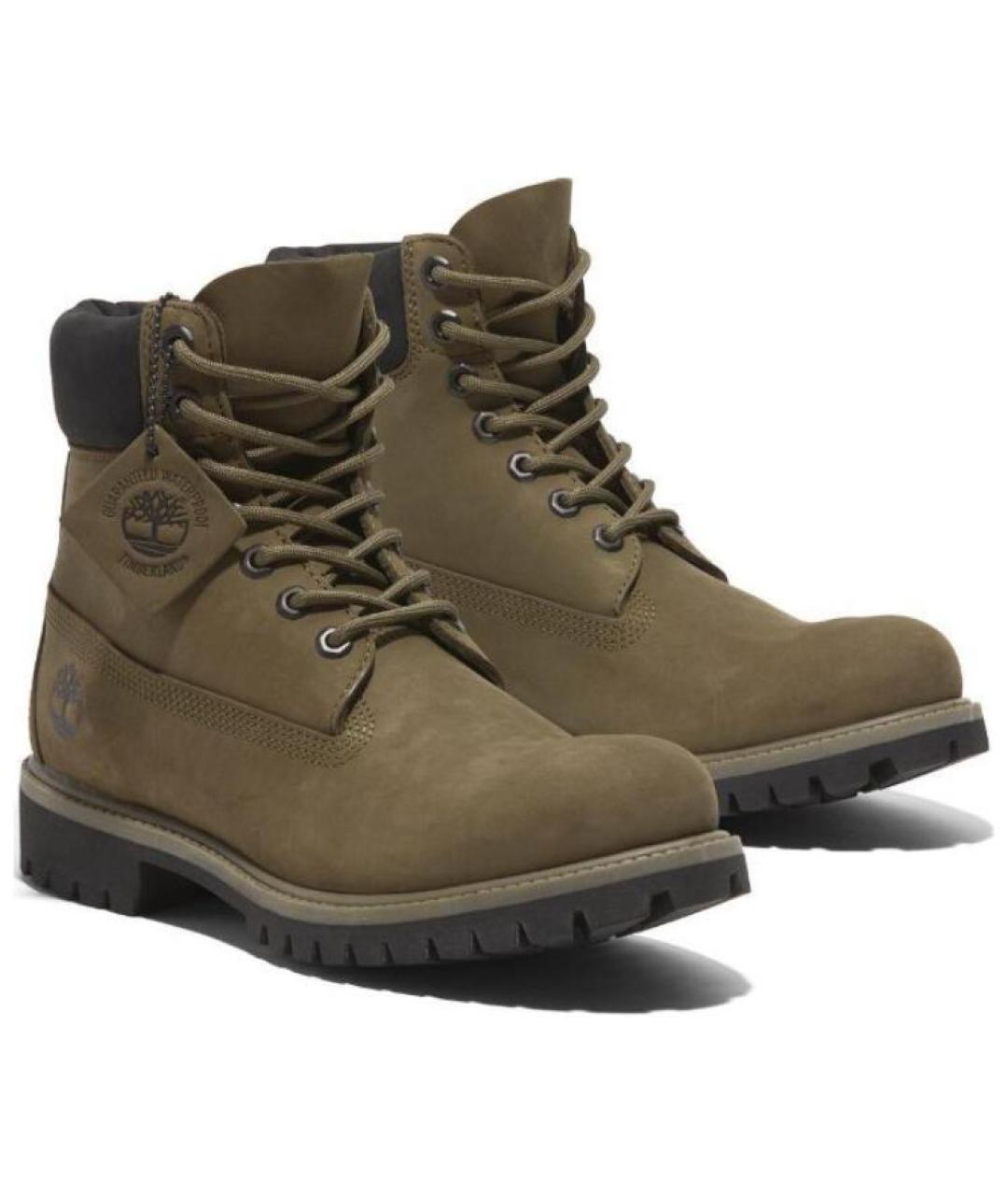 TIMBERLAND Зеленые кожаные высокие ботинки, фото 4