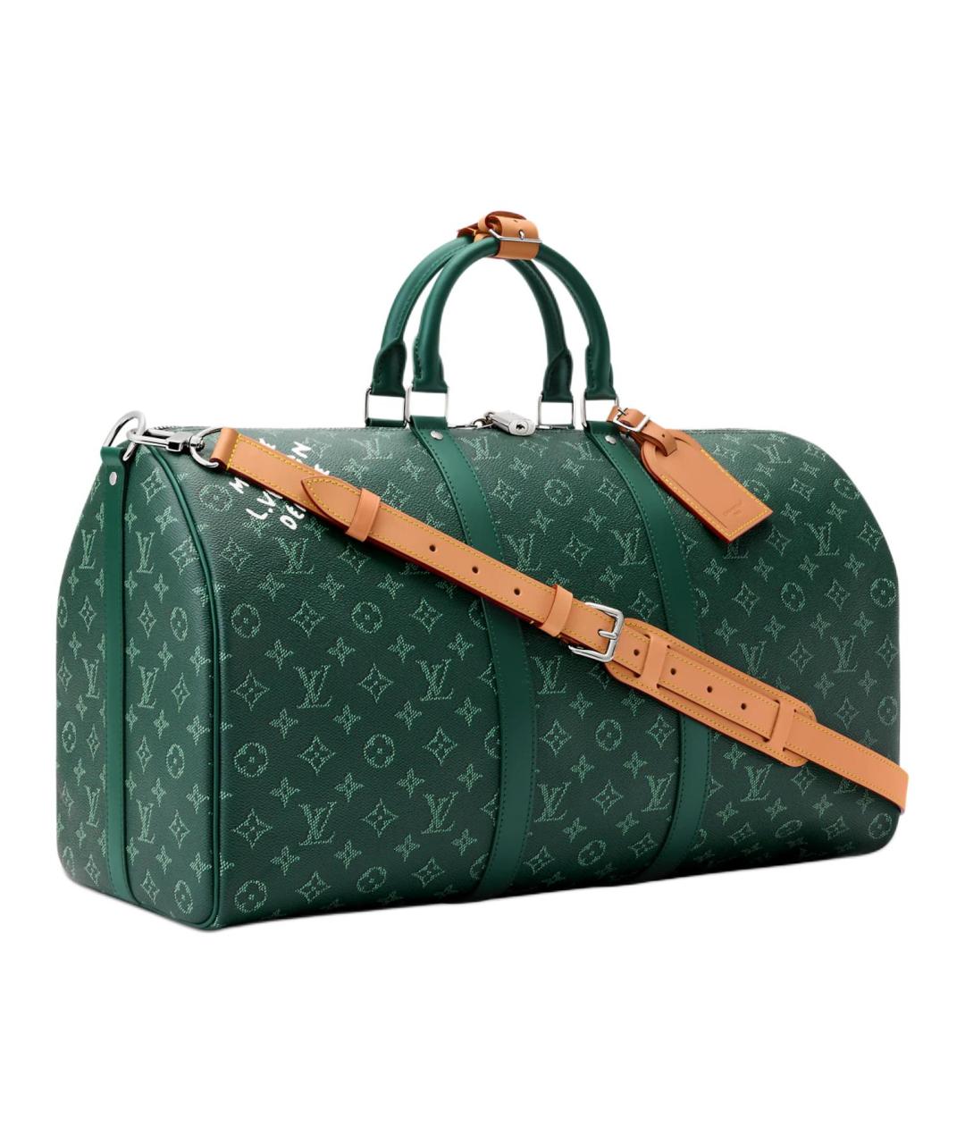 LOUIS VUITTON Зеленая сумка на плечо из канвы, фото 3