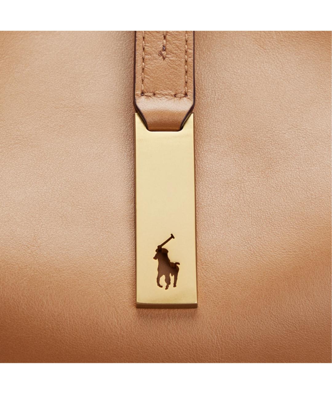 POLO RALPH LAUREN Коричневая кожаная сумка через плечо, фото 5