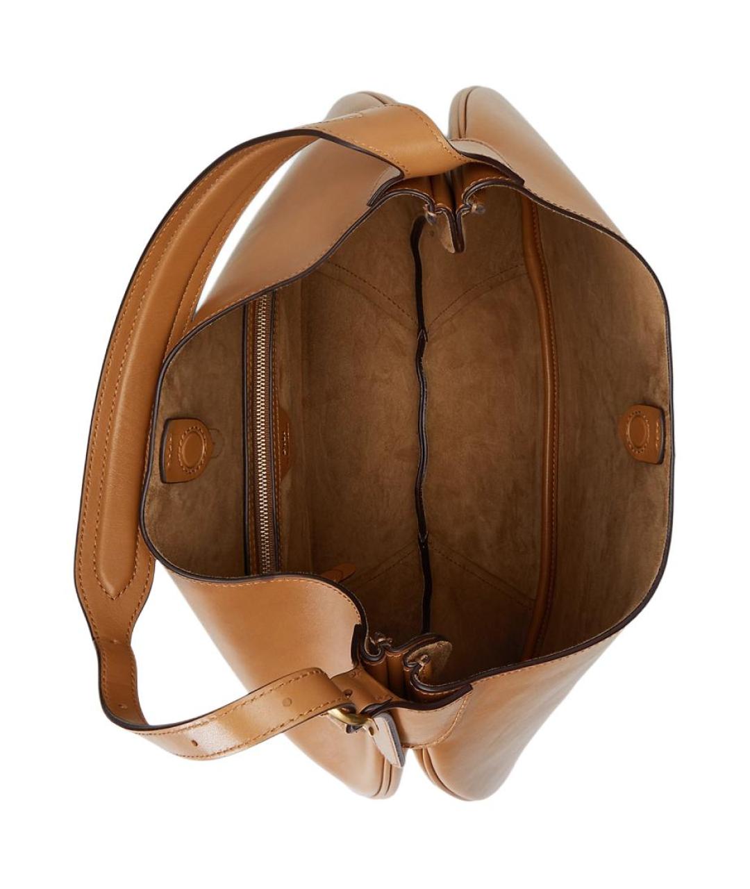 POLO RALPH LAUREN Коричневая кожаная сумка через плечо, фото 3