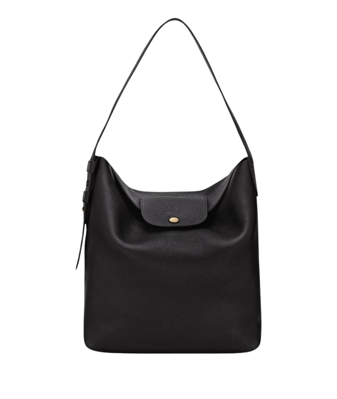 LONGCHAMP Черная кожаная сумка тоут, фото 1