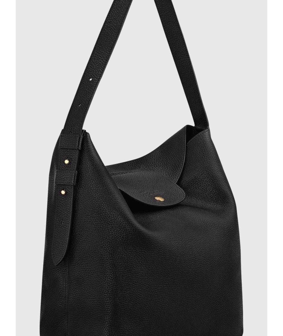 LONGCHAMP Черная кожаная сумка тоут, фото 3