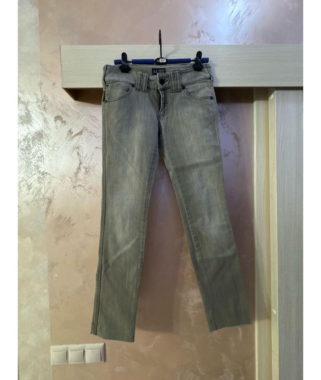 EMPORIO ARMANI Серые хлопковые прямые джинсы, фото 8