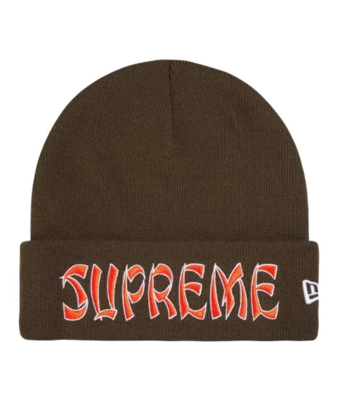 SUPREME Коричневая шапка, фото 1