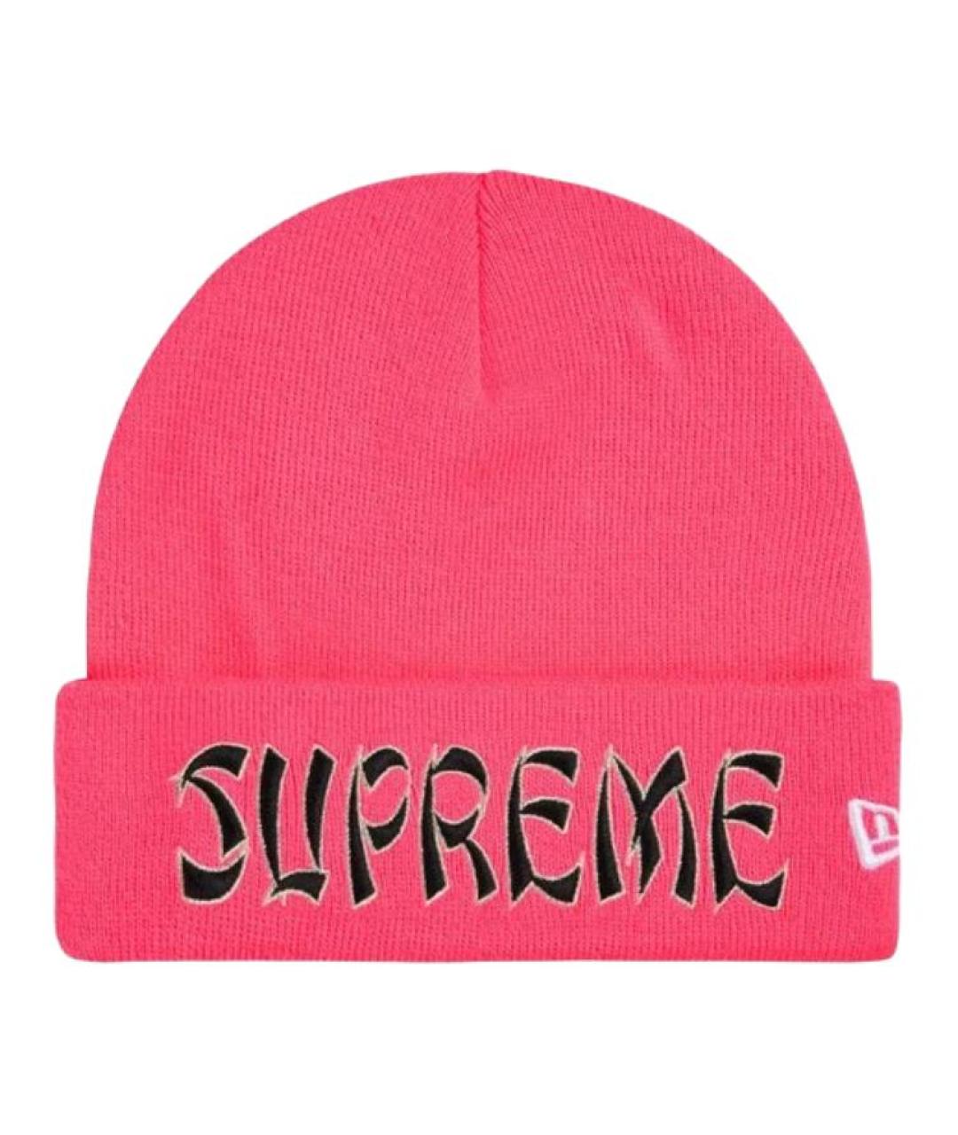 SUPREME Розовая шапка, фото 1