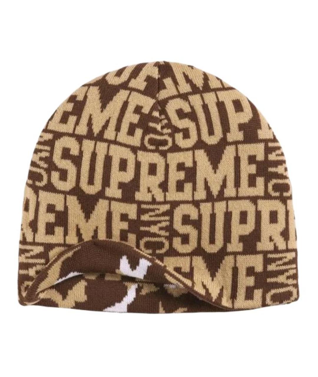 SUPREME Коричневая шапка, фото 2