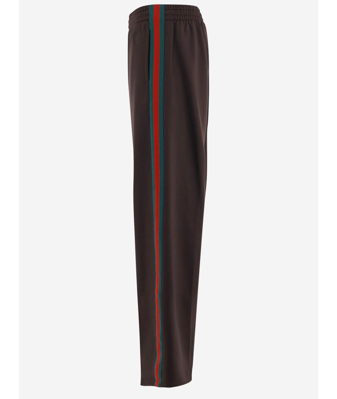 GUCCI Коричневые полиамидовые прямые брюки, фото 2