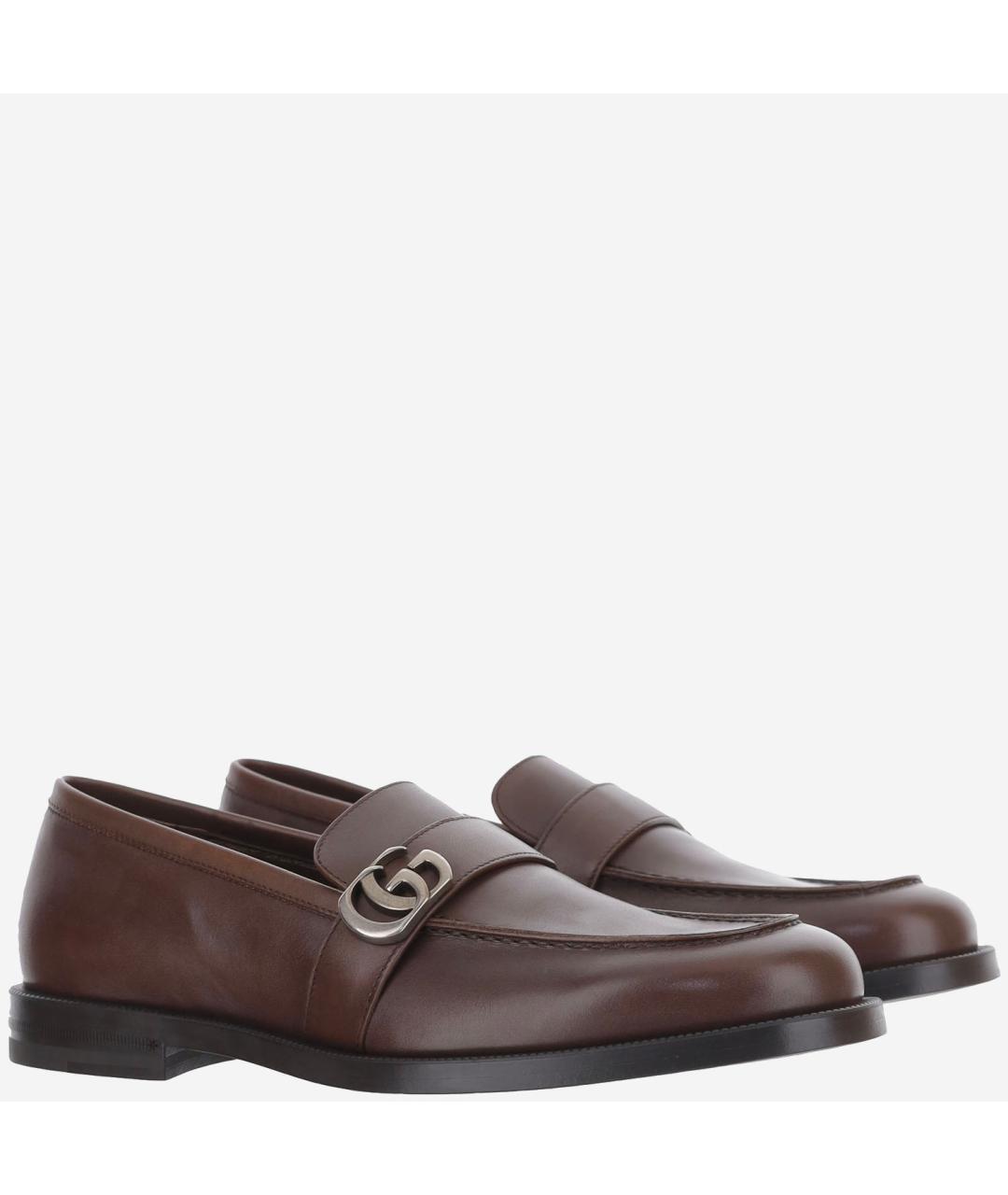GUCCI Коричневые кожаные лоферы, фото 3