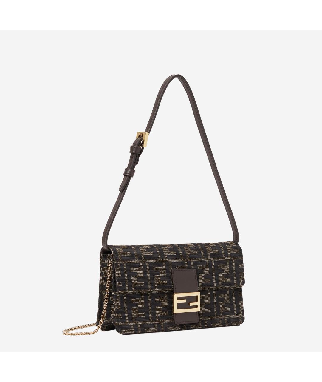 FENDI Коричневая жаккардовая сумка через плечо, фото 2