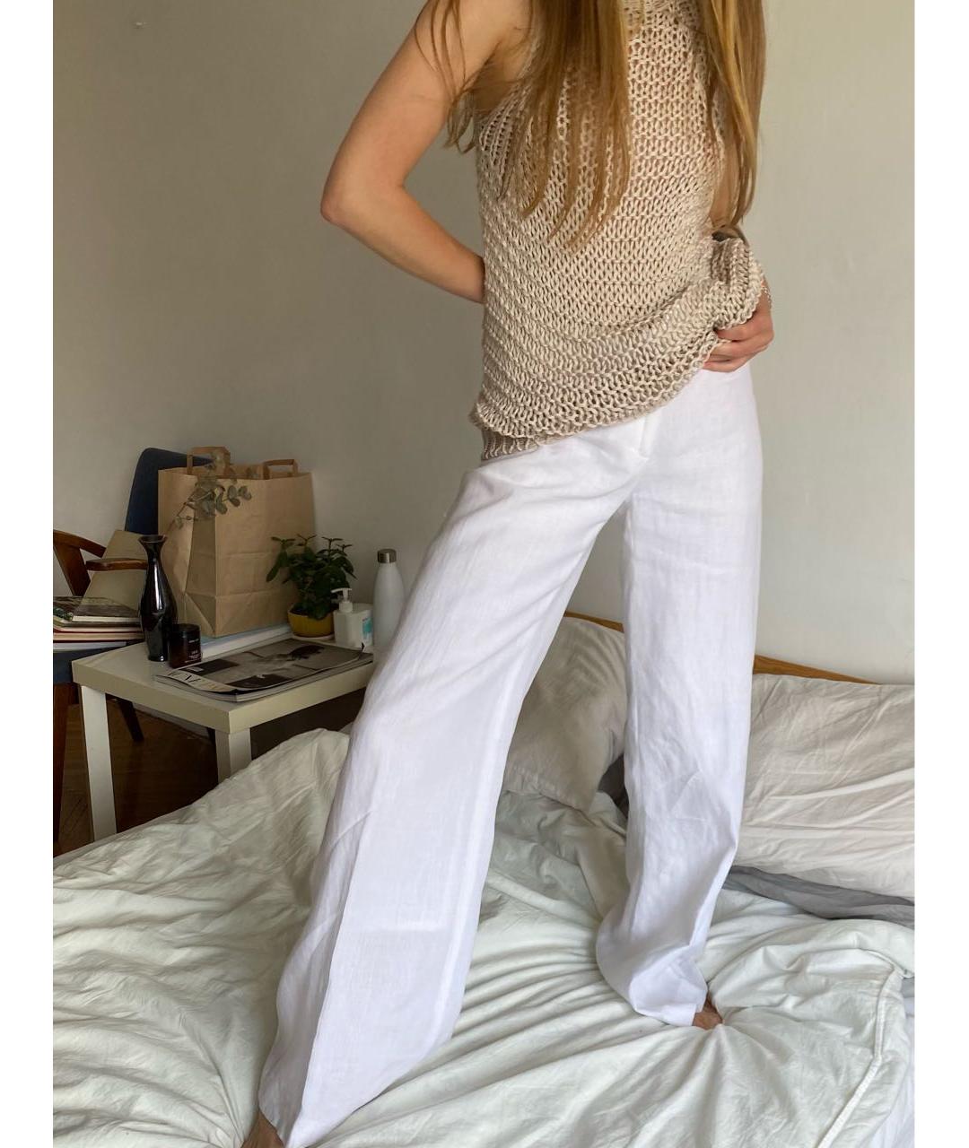 MICHAEL KORS Белые льняные брюки широкие, фото 3