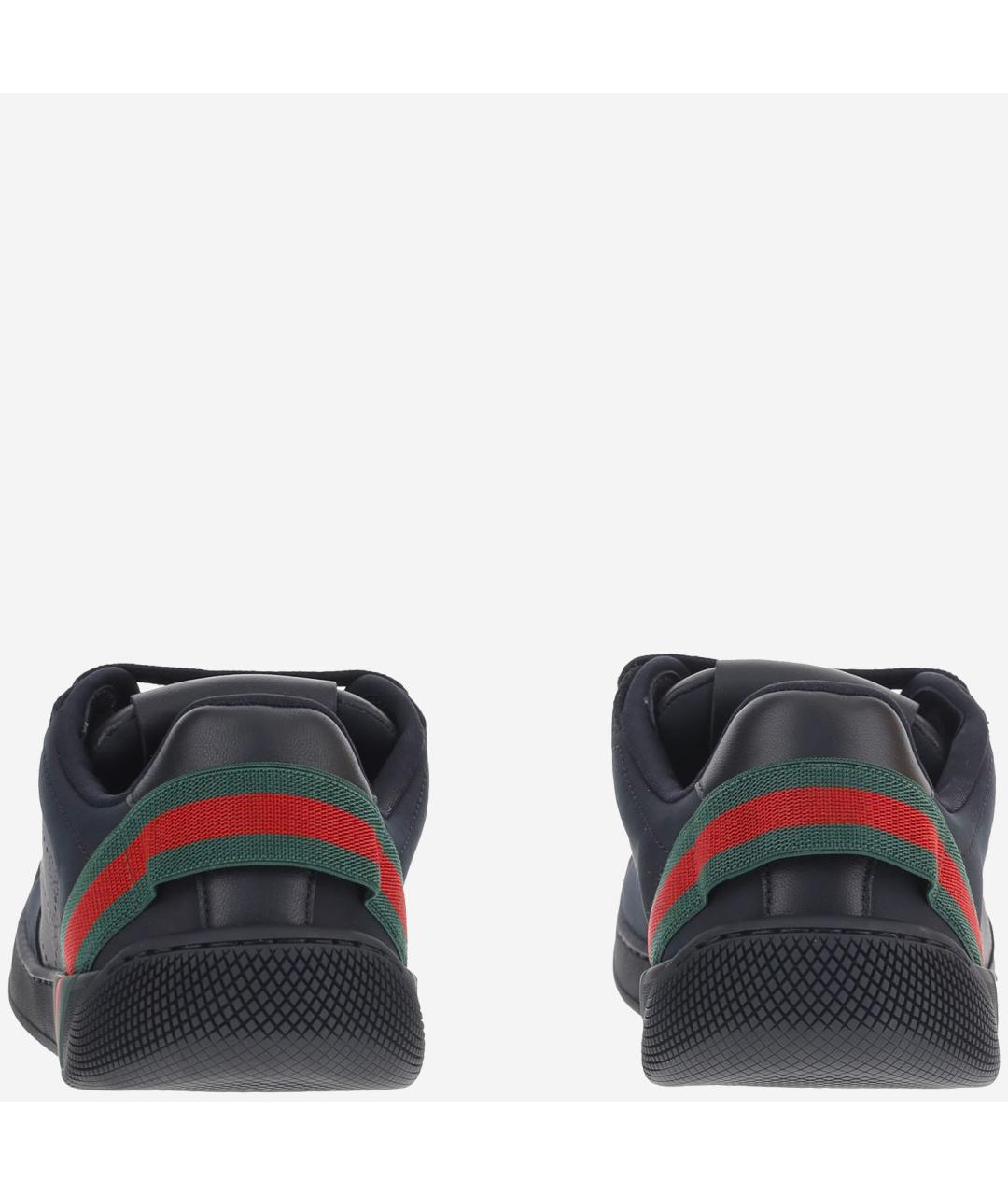 GUCCI Черные кожаные низкие кроссовки / кеды, фото 4