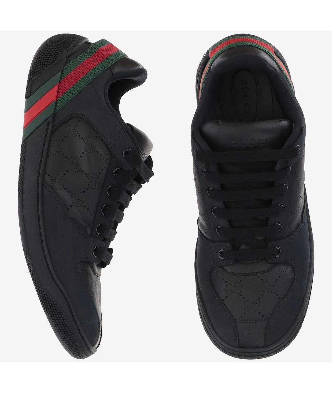 GUCCI Черные кожаные низкие кроссовки / кеды, фото 2