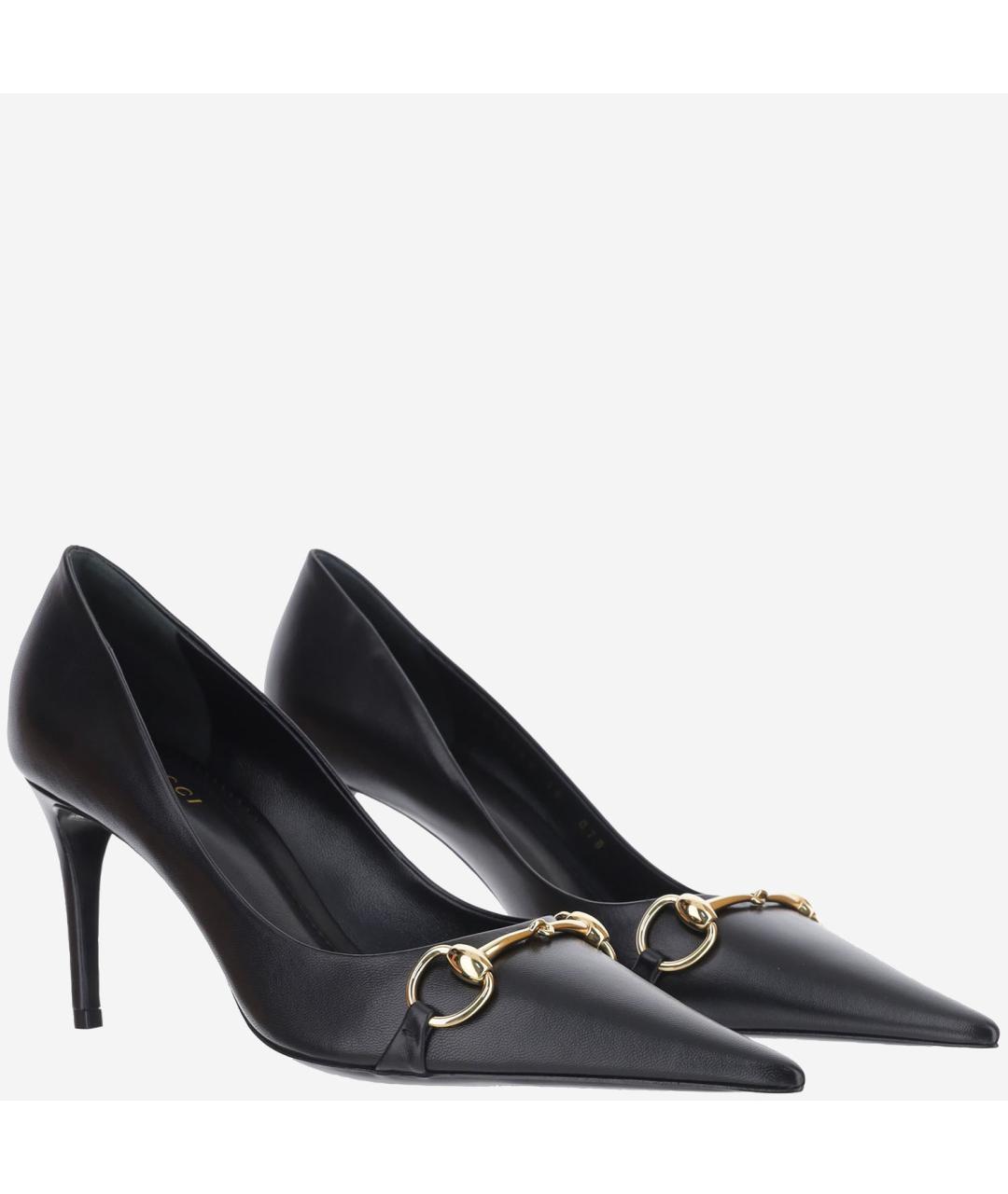 GUCCI Черные кожаные туфли, фото 2