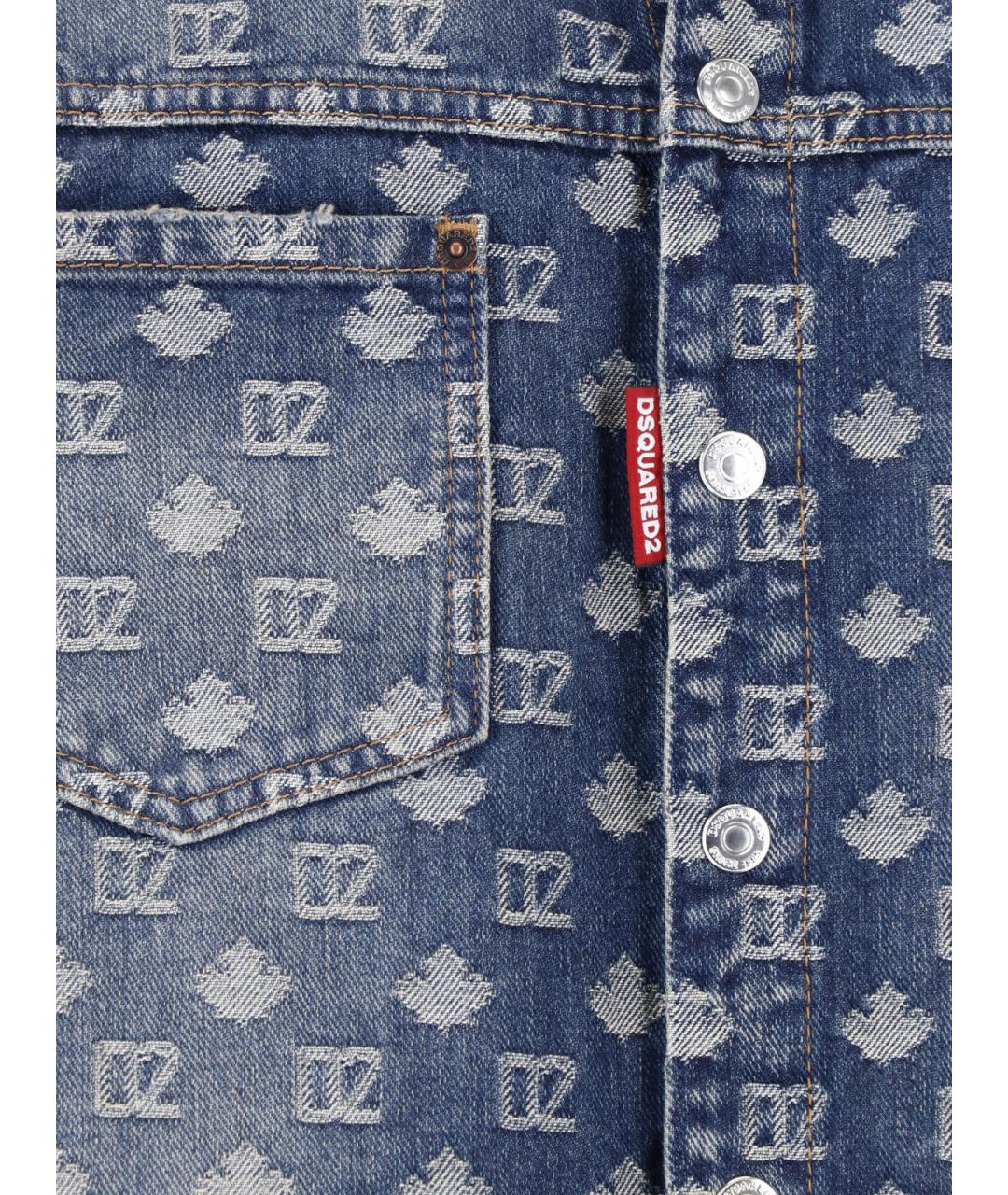 DSQUARED2 Синяя хлопковая кэжуал рубашка, фото 5
