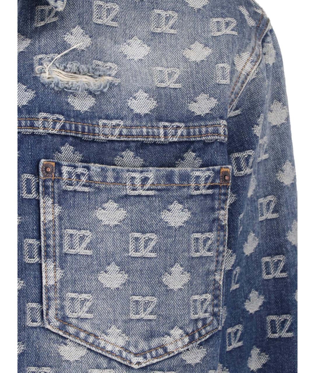 DSQUARED2 Синяя хлопковая кэжуал рубашка, фото 4