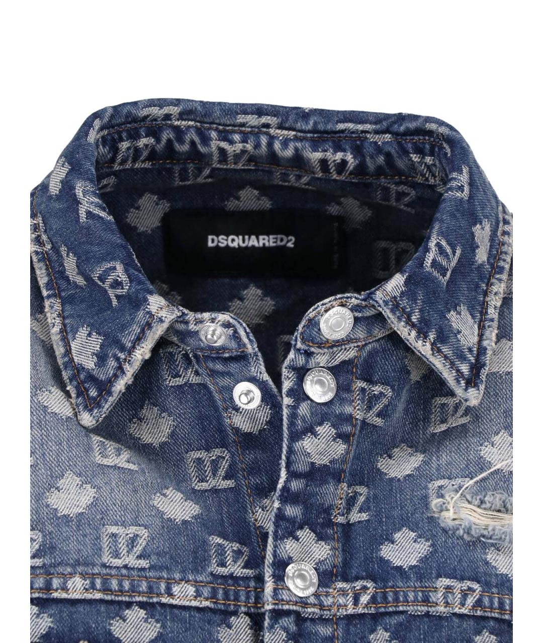 DSQUARED2 Синяя хлопковая кэжуал рубашка, фото 3