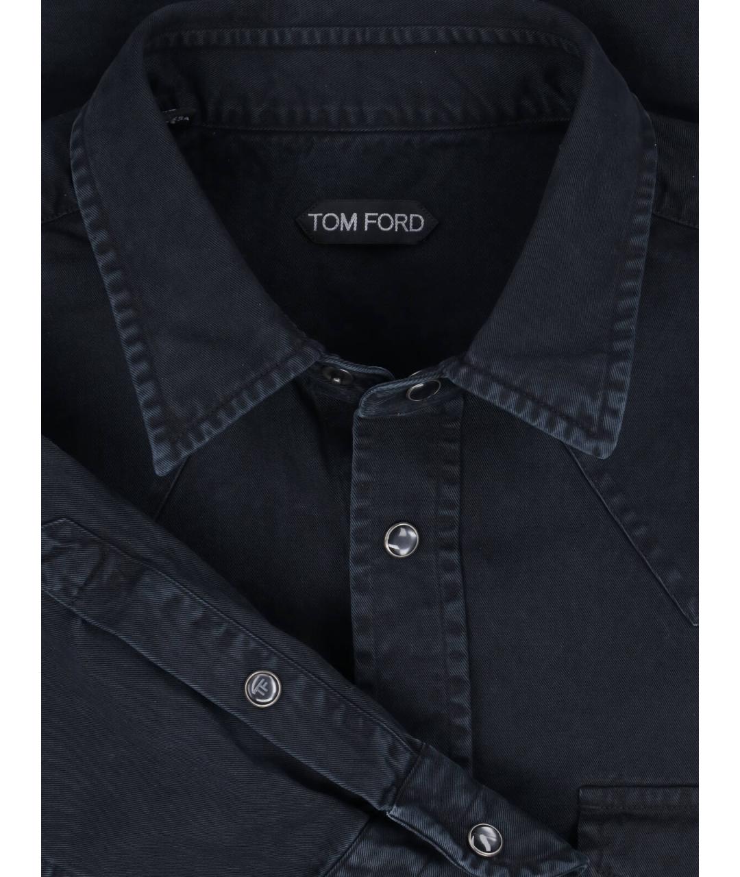 TOM FORD Черная хлопковая кэжуал рубашка, фото 3