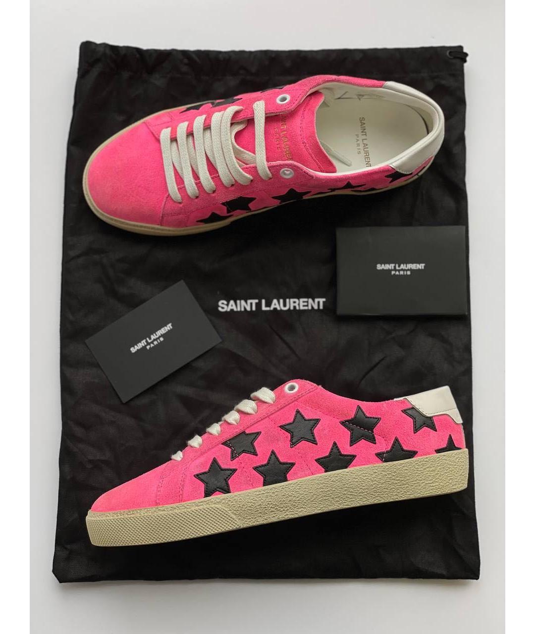SAINT LAURENT Розовые замшевые кеды, фото 6