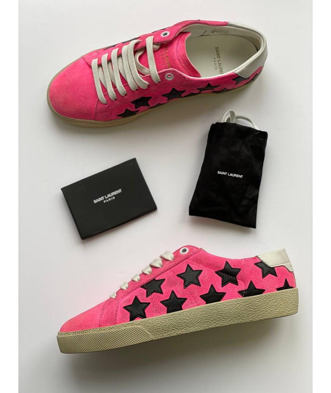 SAINT LAURENT Розовые замшевые кеды, фото 3