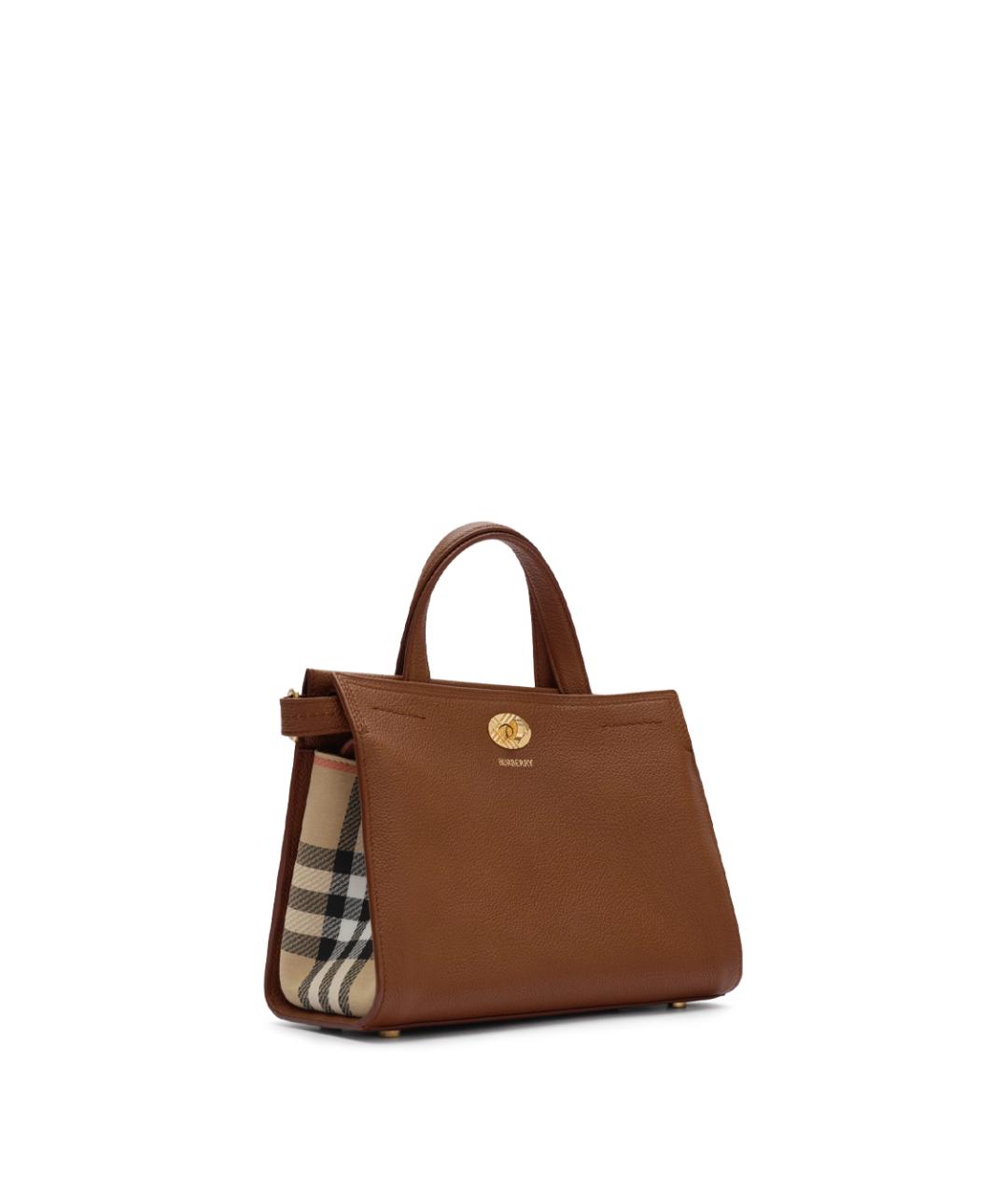 BURBERRY Коричневая кожаная сумка тоут, фото 4