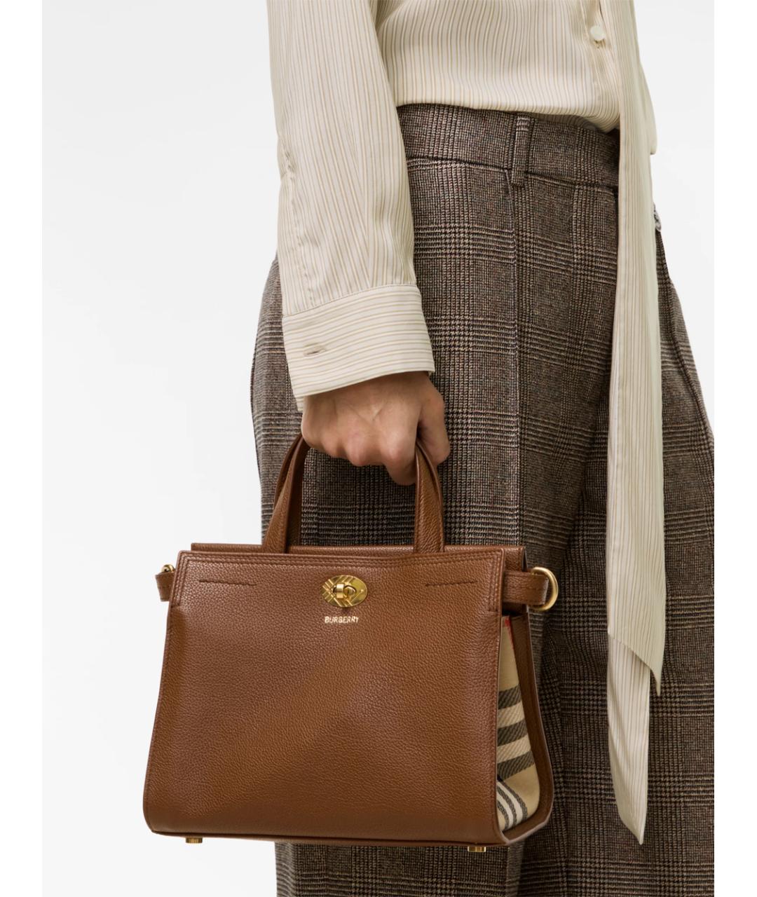 BURBERRY Коричневая кожаная сумка тоут, фото 3