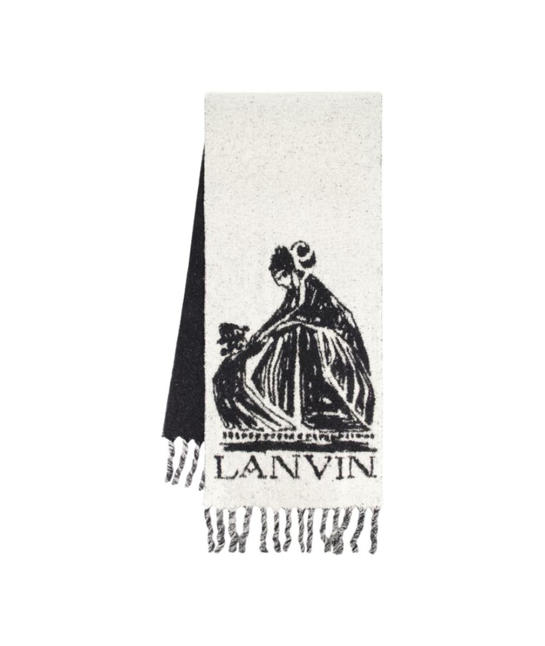 LANVIN Белый шерстяной шарф, фото 2