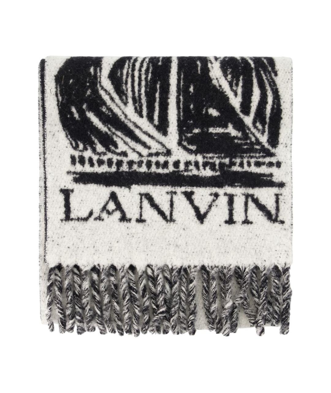 LANVIN Белый шерстяной шарф, фото 3
